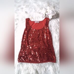 Jeanology Red Sequin Tank Top Size 1X